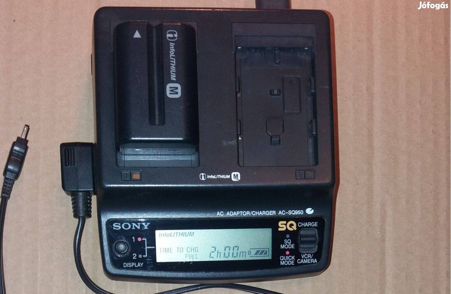 Sony AC-SQ950 fényképező kamera akku "M" dupla töltő eredeti LCD !