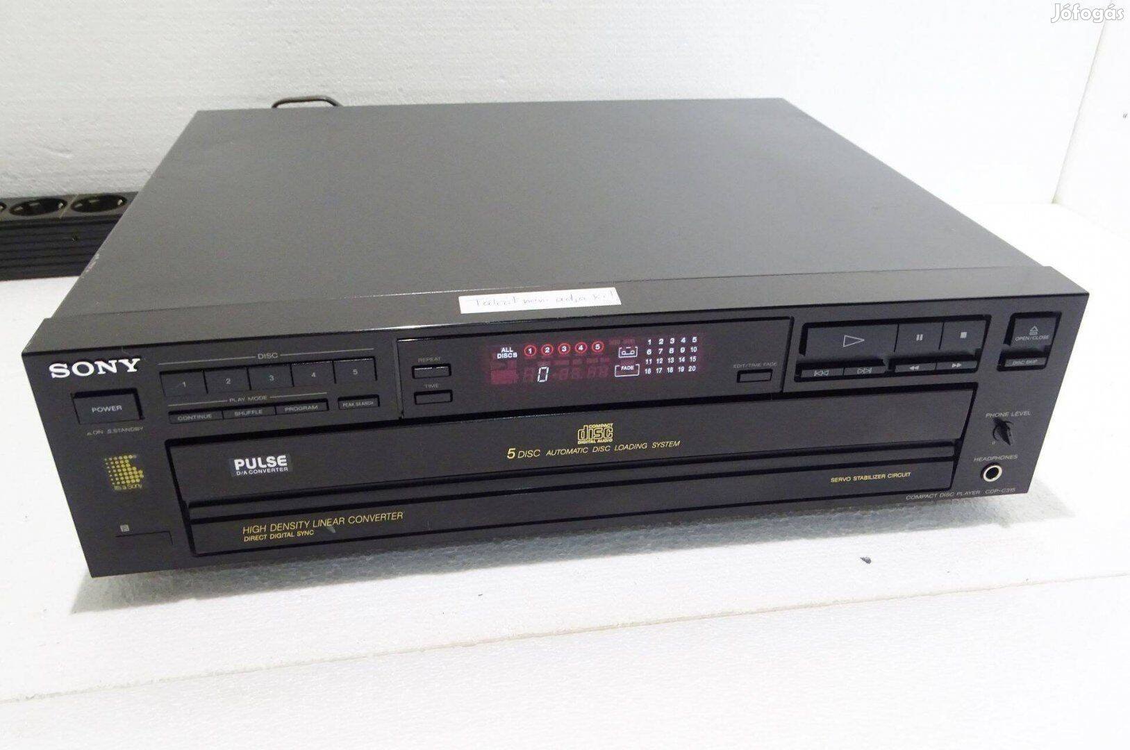 Sony CDP-C315 CD lejátszó Disc Player 5 cd-s fekete Hibás