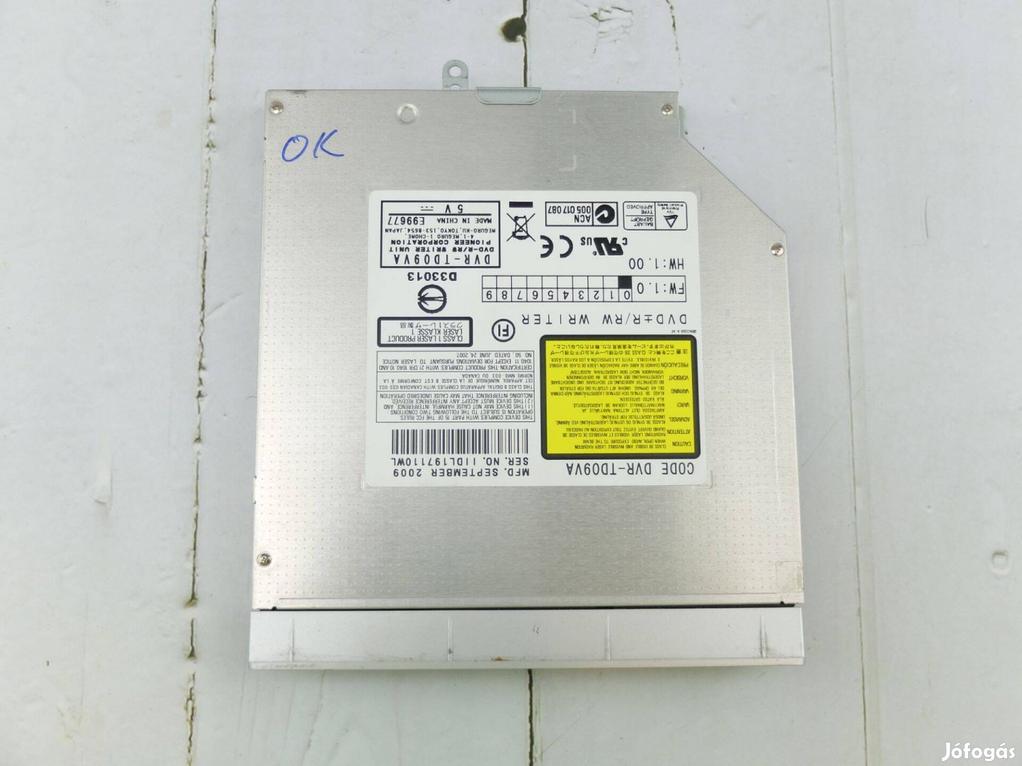 Sony DVD író optikai meghajtó laptopba 12.7mm DVR-TD09VA