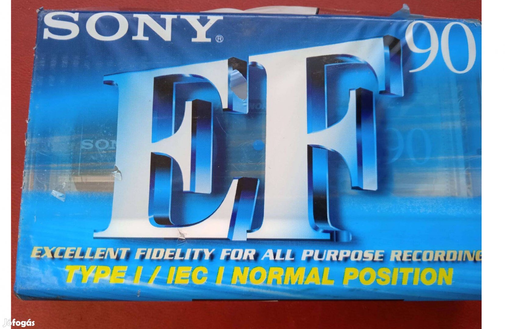 Sony EF 90 audio kazetta , bontatlan , nyitó fólia enyhén púpos