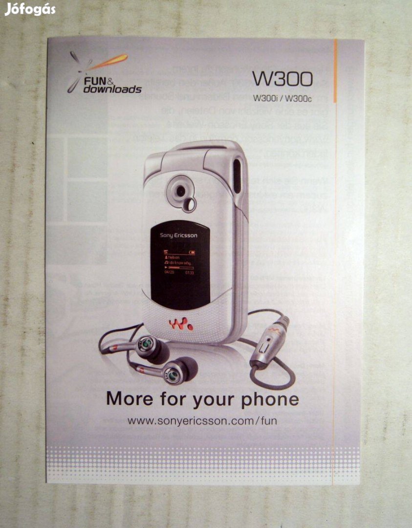 Sony Ericsson W300 Gyári Füzetke (2006)