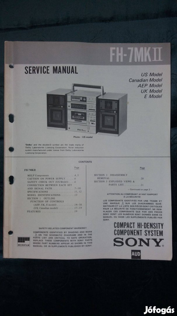 Sony FH-7Mkii Service manual szerviz gépkönyv