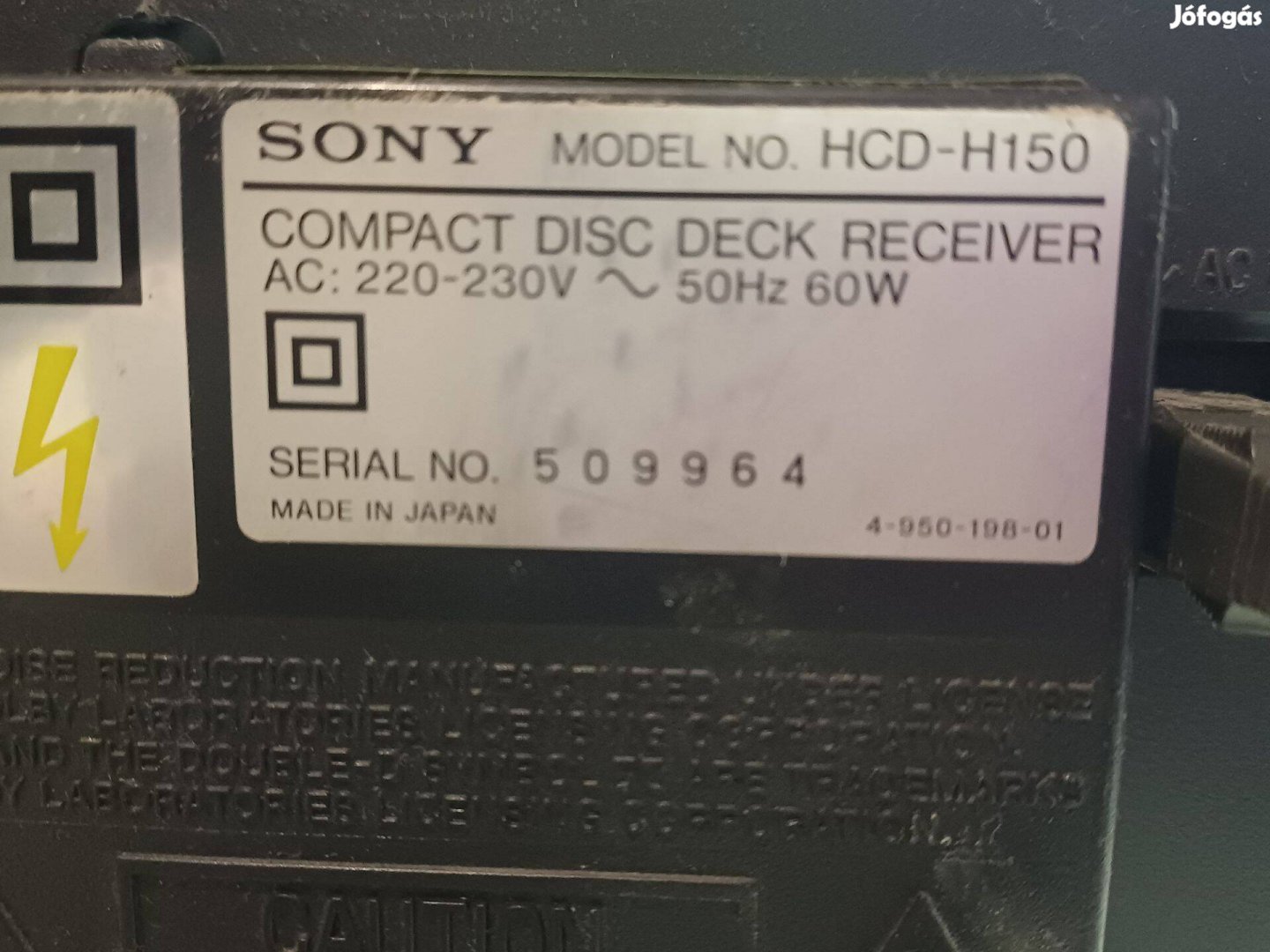 Sony Hcd-H150 HIFI torony (Jánoshidán Van )futárral küldöm