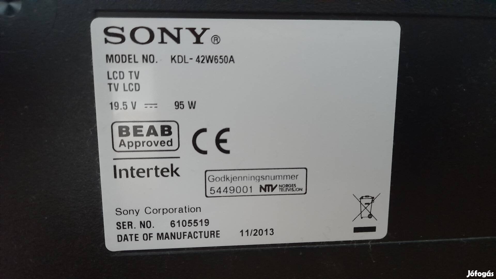 Sony Kdl-42W650A LCD TV
