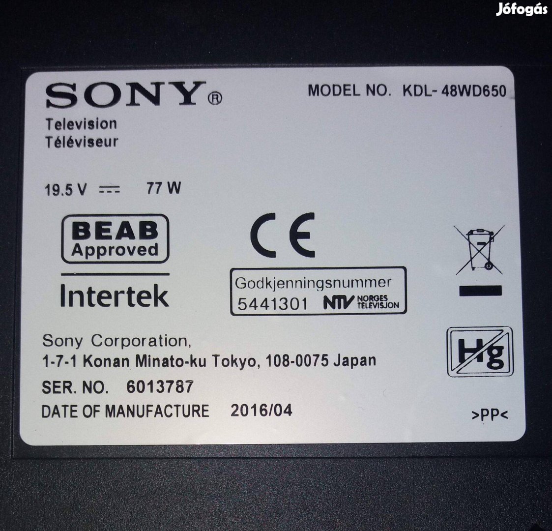Sony Kdl-48WD650 LED LCD tv háttér világítás alkatrésznek