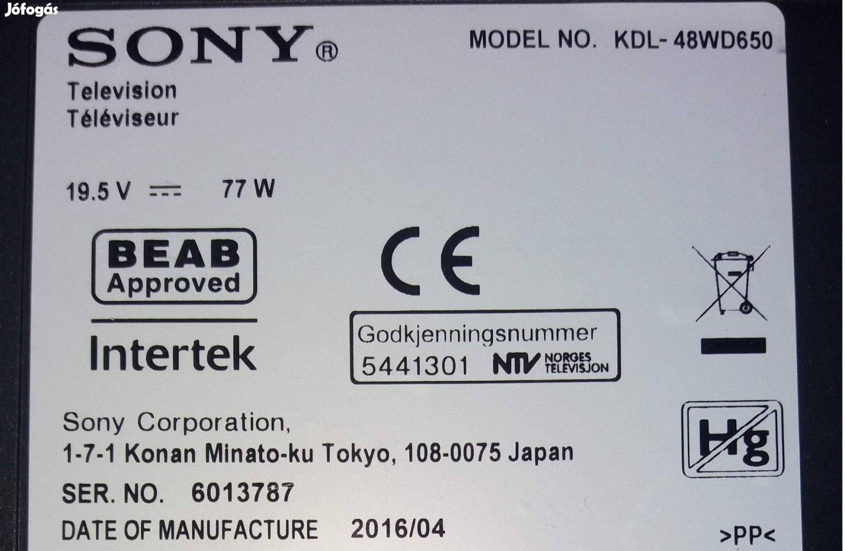 Sony Kdl-48WD650 LED LCD tv háttér világítás alkatrésznek