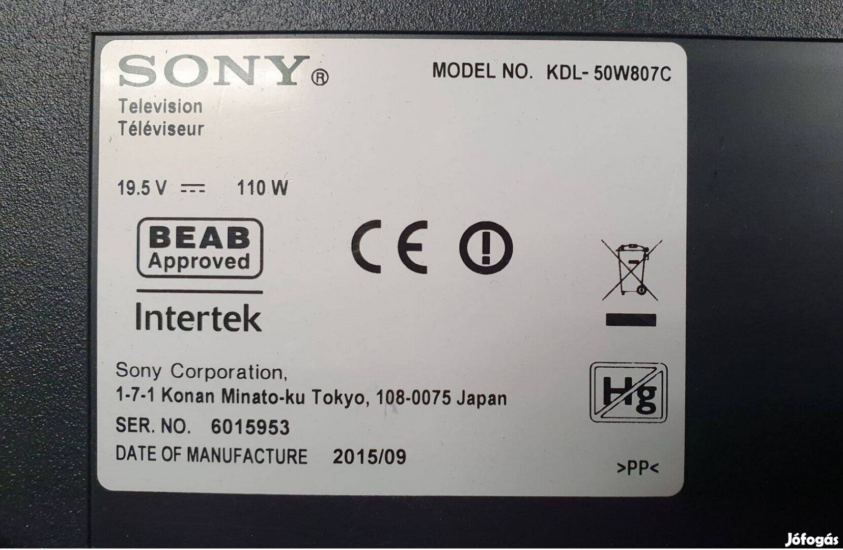 Sony Kdl-50W807C 3D LED tv alkatrésznek Tcon,mainboard elkelt