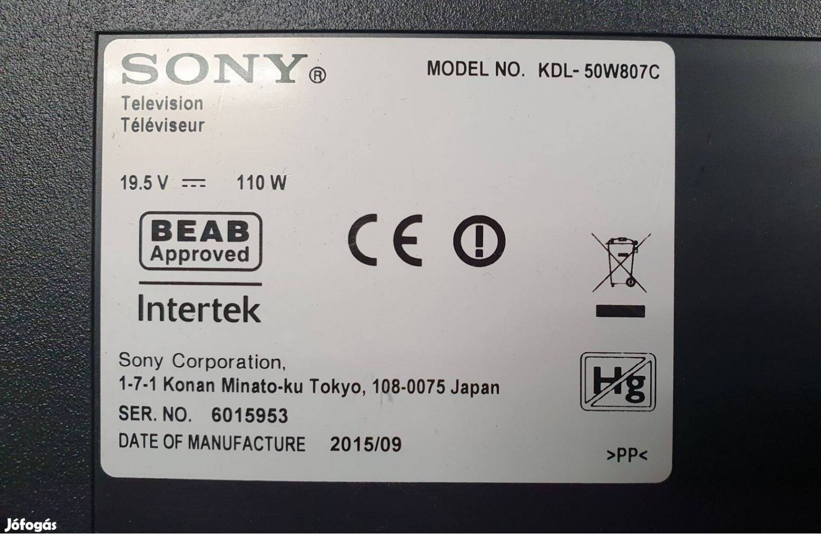 Sony Kdl-50W807C 3D LED tv alkatrésznek Tcon,mainboard elkelt