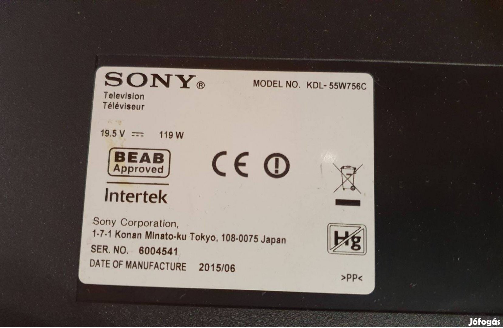 Sony Kdl-55W756C LED LCD tv háttér világítás,minden más elkelt!