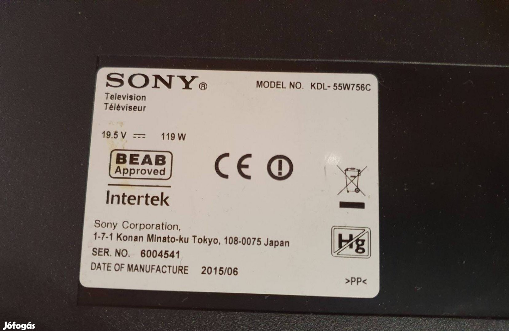 Sony Kdl-55W756C LED LCD tv háttér világítás,minden más elkelt!