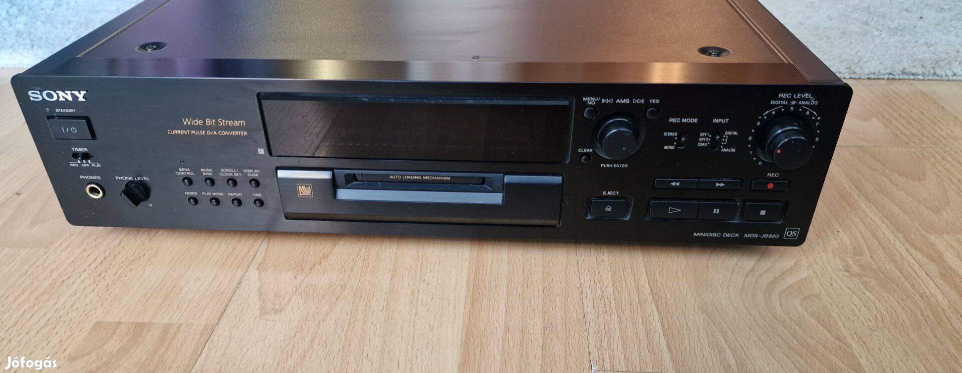 Sony MDS-JB920 QS minidisc lejátszó, felvevő eladó. eladó