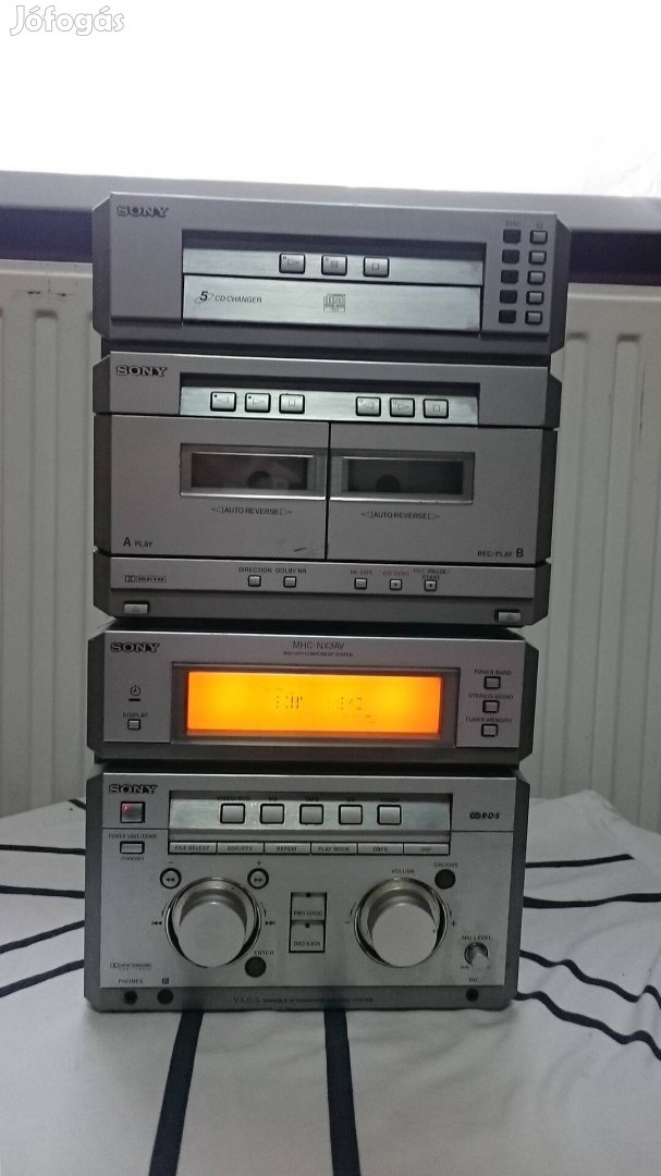 Sony MHC-NX3AV hifi, erősítő, CD lejátszó, rádió, kazettás magnó, AUX 