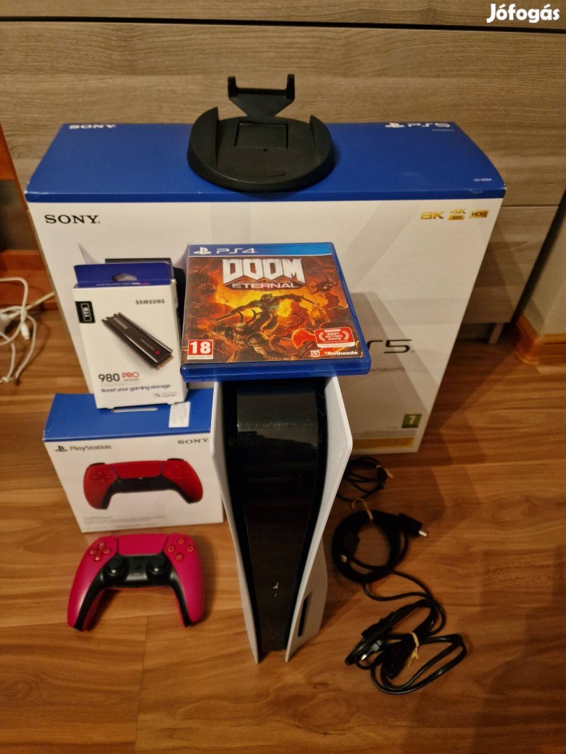 Sony PS5 konzol lemezes változat + játék+1TB Samsung SSD dobozában!