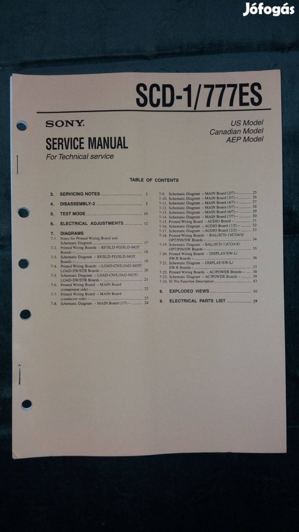 Sony SCD-1 SCD-777Es eredeti Service manual szerviz gépkönyv