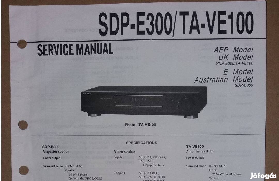 Sony SDP-E300 TA-VE100 eredeti Service manual