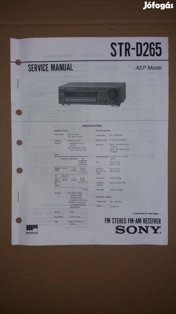 Sony STR-D265 Receiver eredeti Service manual
