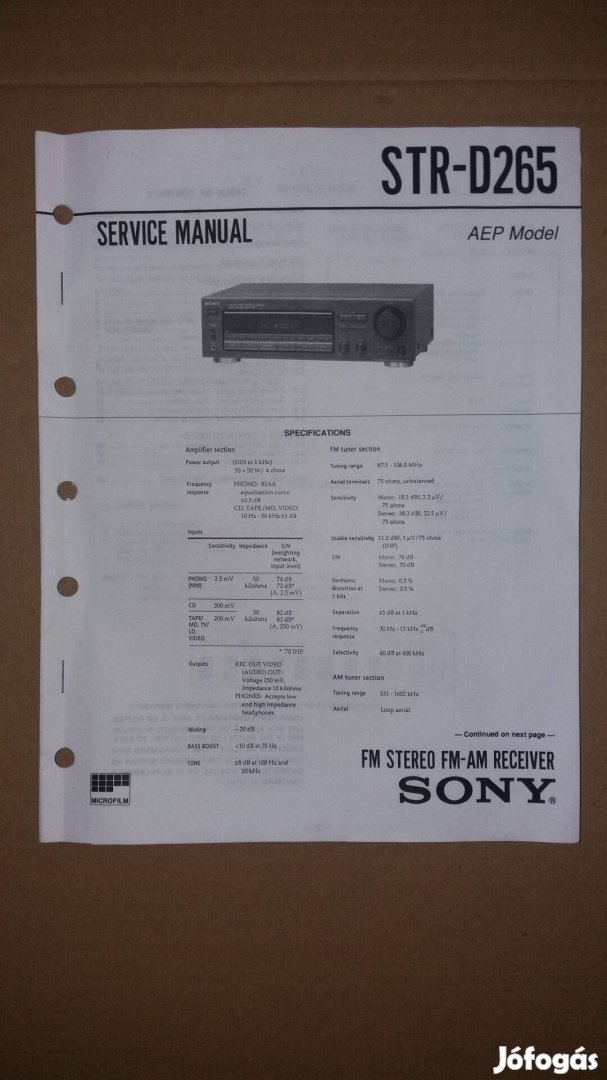 Sony STR-D265 Receiver eredeti Service manual