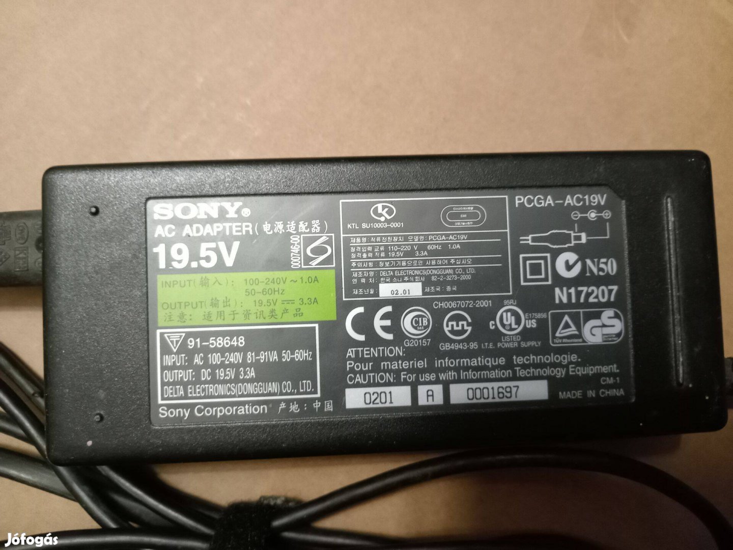 Sony VAIO 19.5V 3.3A (65W) gyári töltő eladó