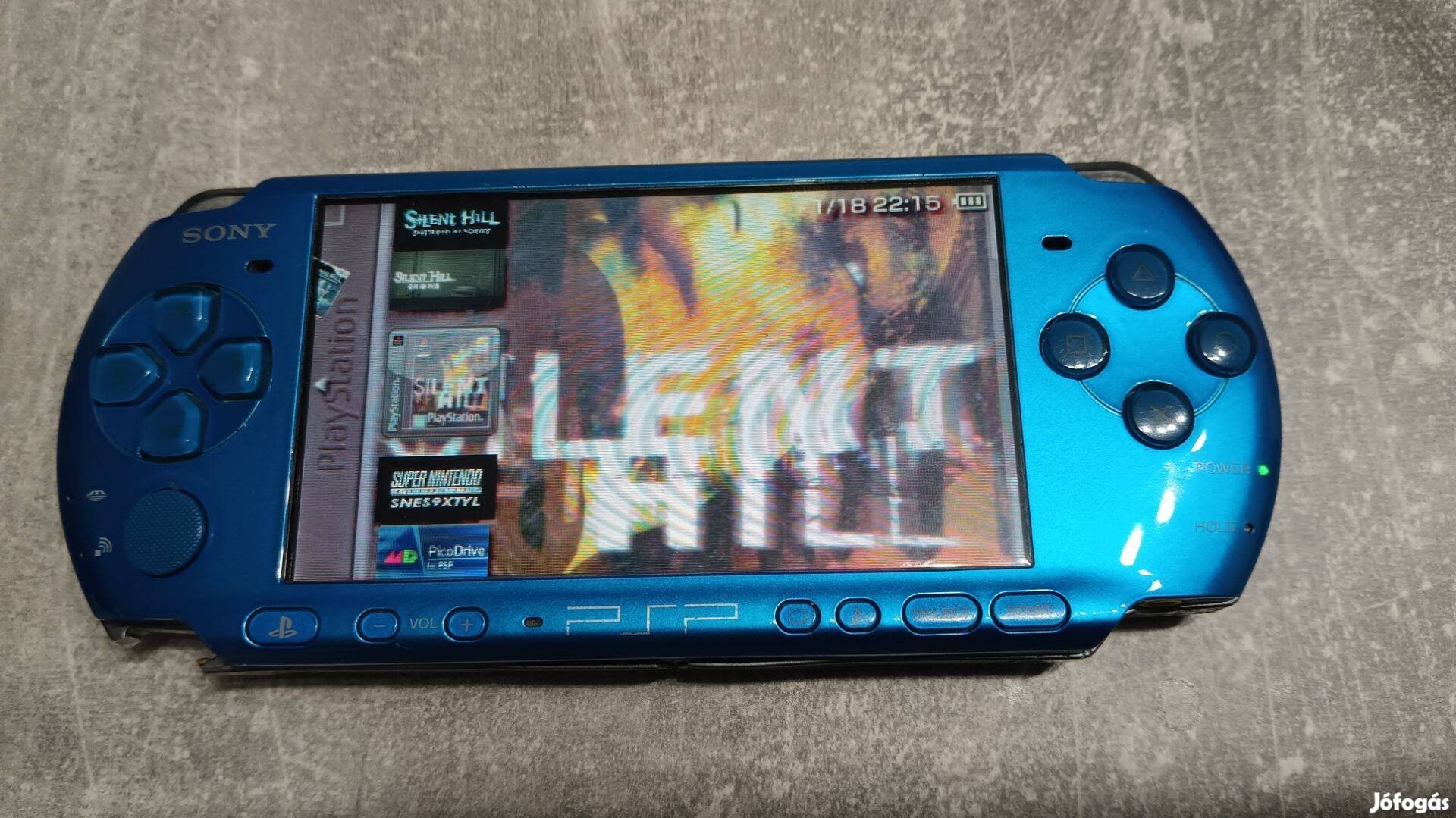 Sony psp vibrant blue3004 silent hill témával Nintendo sega játékokkal