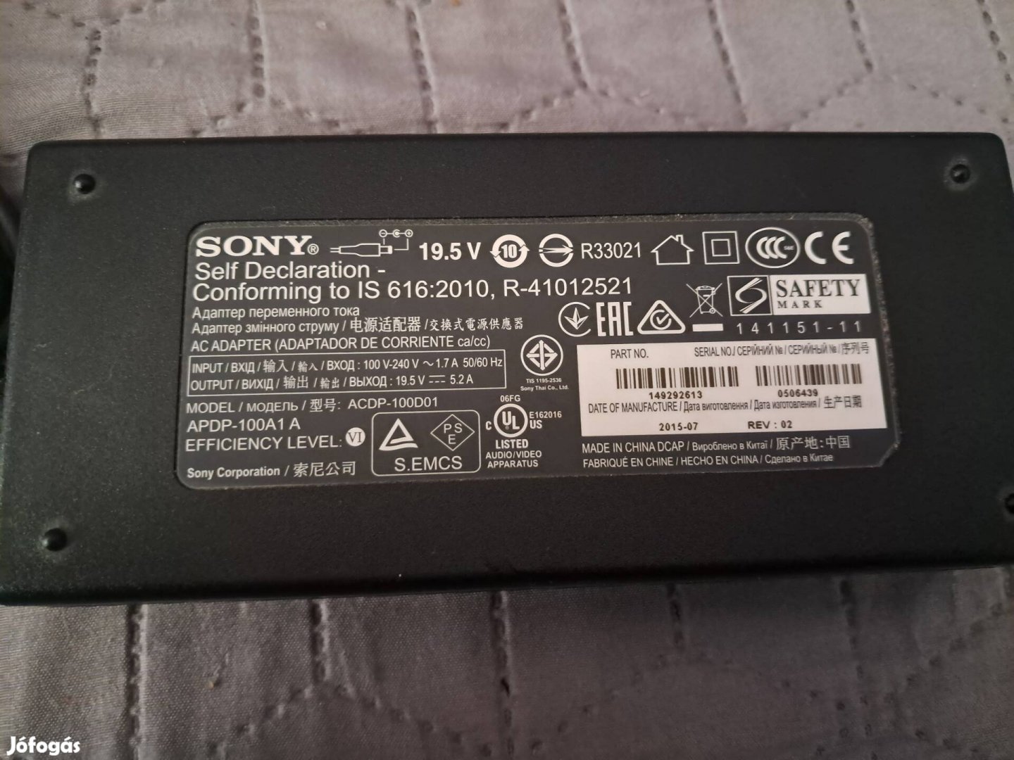 Sony tv külső táp Acdp-100D01 100w