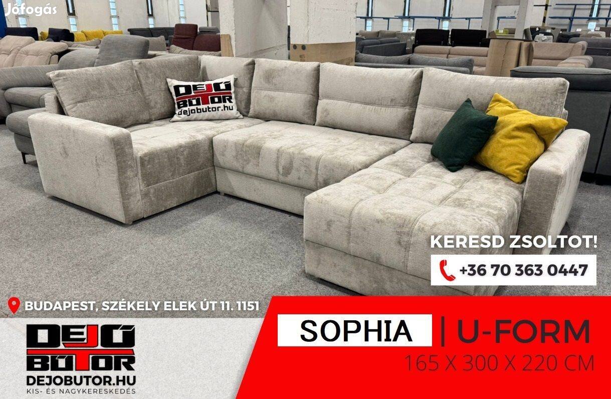 Sophia ualak krém plüss kanapé ülőgarnitúra 165X300x220 cm ágyazható