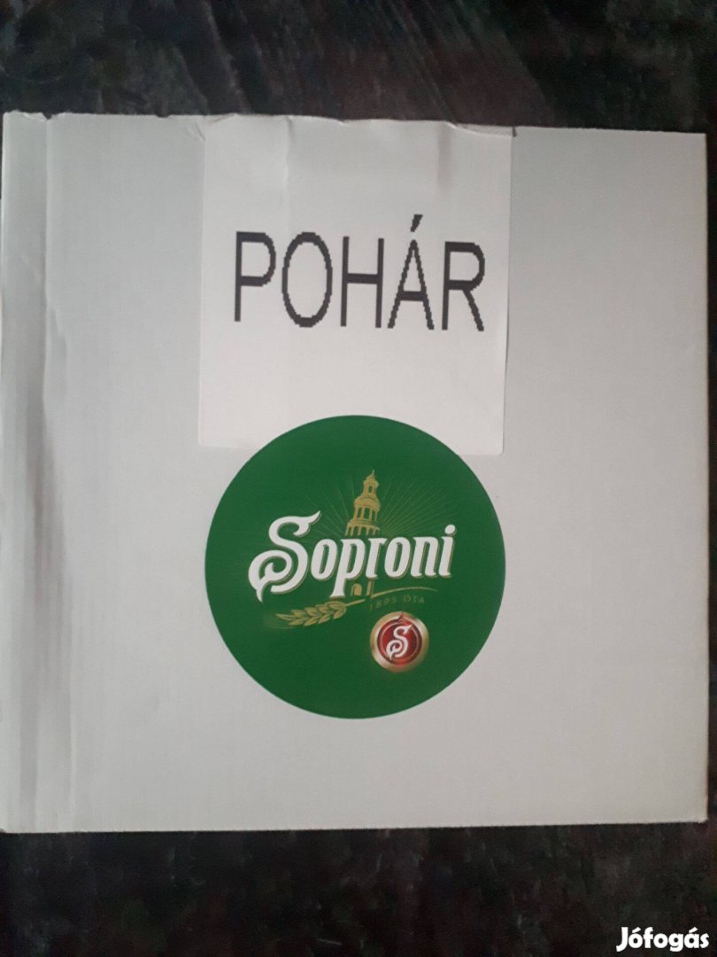 Soproni Sör pohárkészlet, 6 db pohár (bontatlan dobozban)