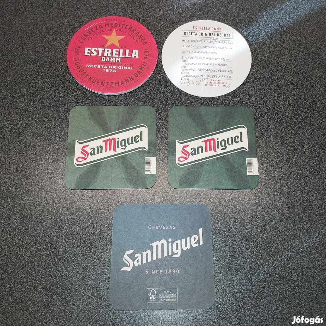 Söralátét Spanyolország Estrella Damm San Miguel papír 100 Ft/db