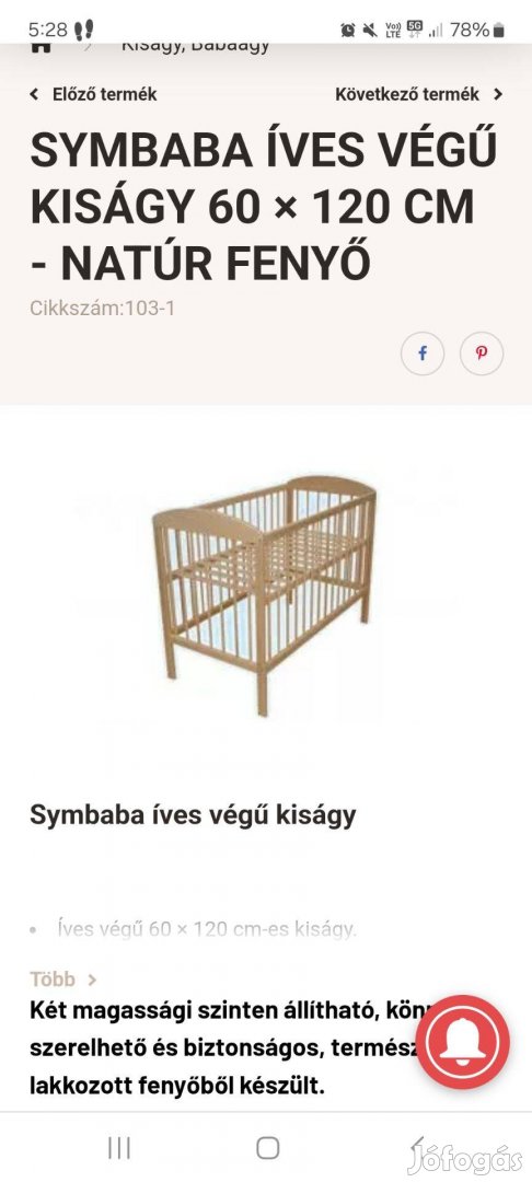 Sosem használt babaágy