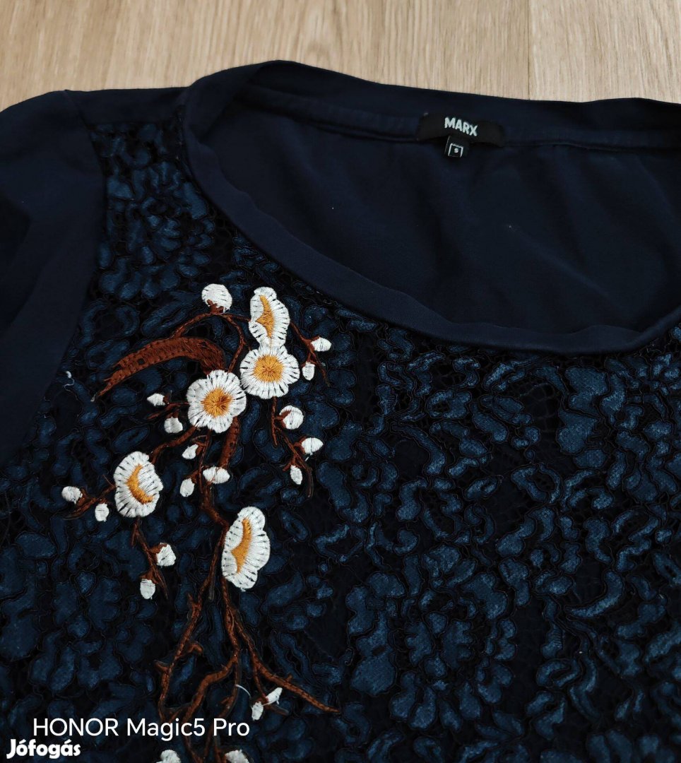 Sötétkék csipke női felső S