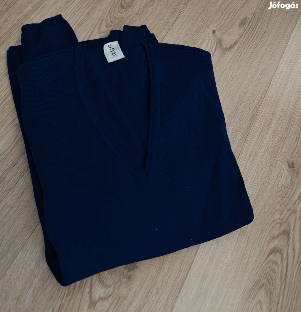 Sötétkék finomkötött női pulóver