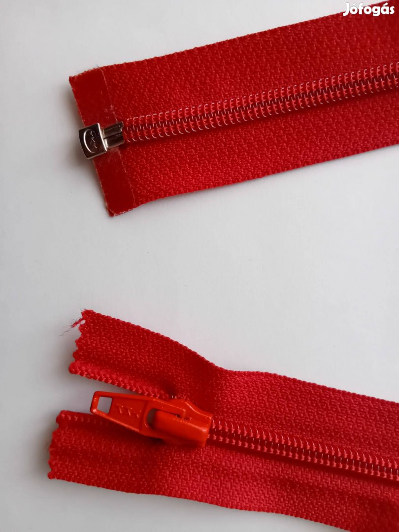 Sötétpiros nyitható cipzár, új, különböző méretben