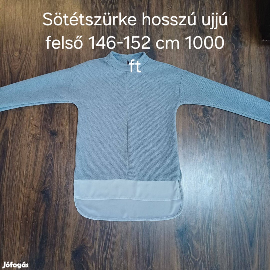 Sötétszürke hosszú ujjú felső 146-152 cm