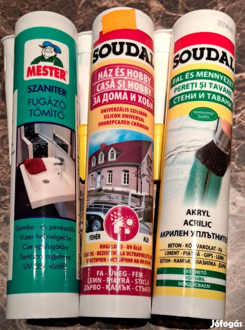 Soudal & Mester Fugázó tömítő, fa, üveg,fém,beton,kő,stb... 
