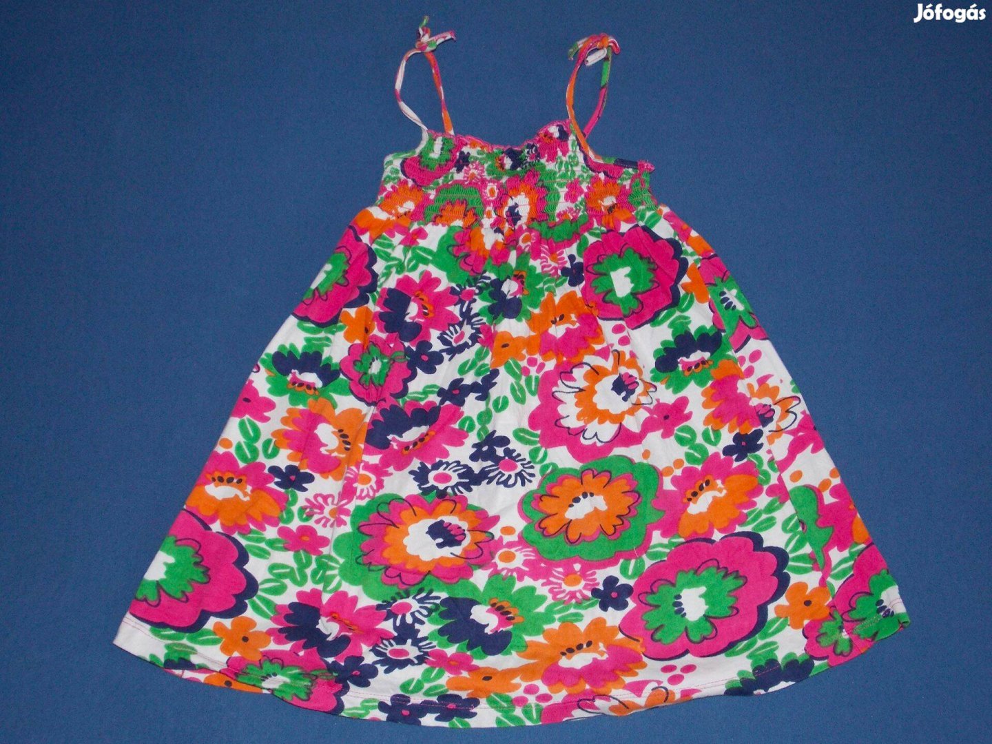 Spagettipántos, virágos ruha, szoknya 92-98-as, 2-3 évesre