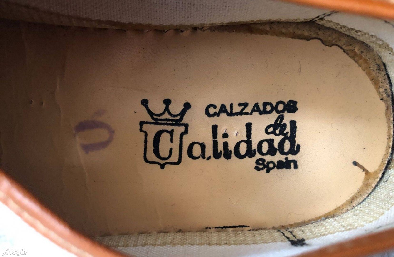Spanyol 41-es bőr-vászon cipő gumi talppal