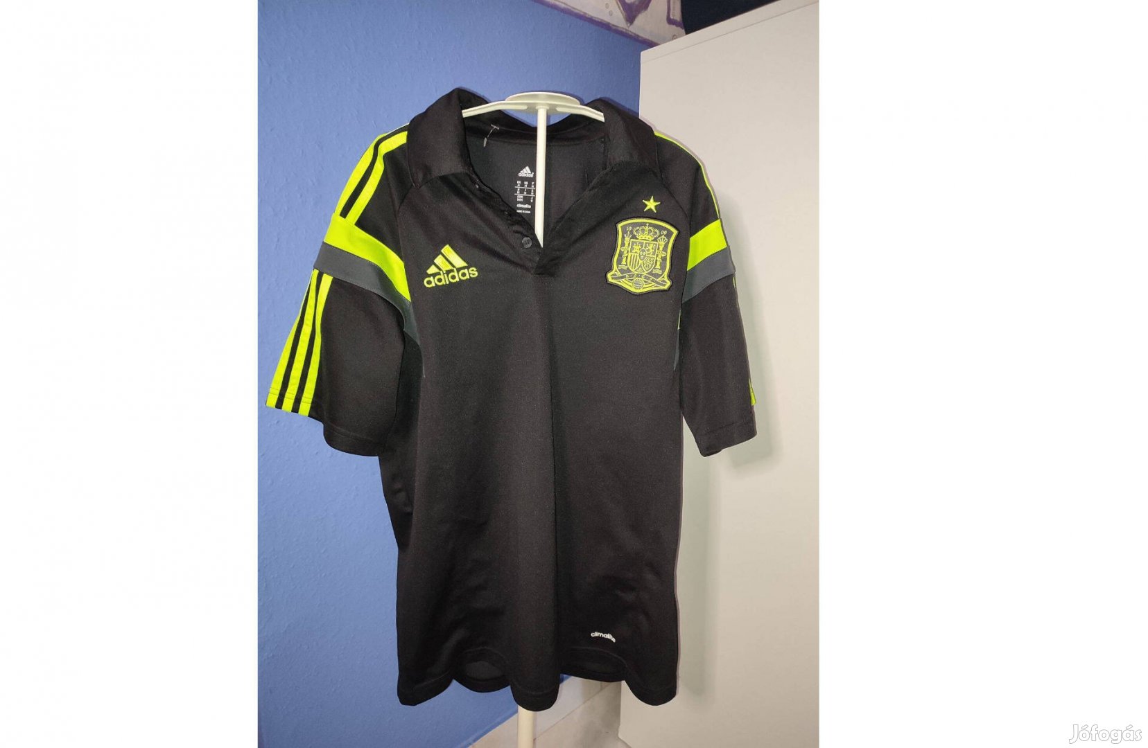 Spanyol válogatott eredeti adidas fekete zöld galléros póló (M)