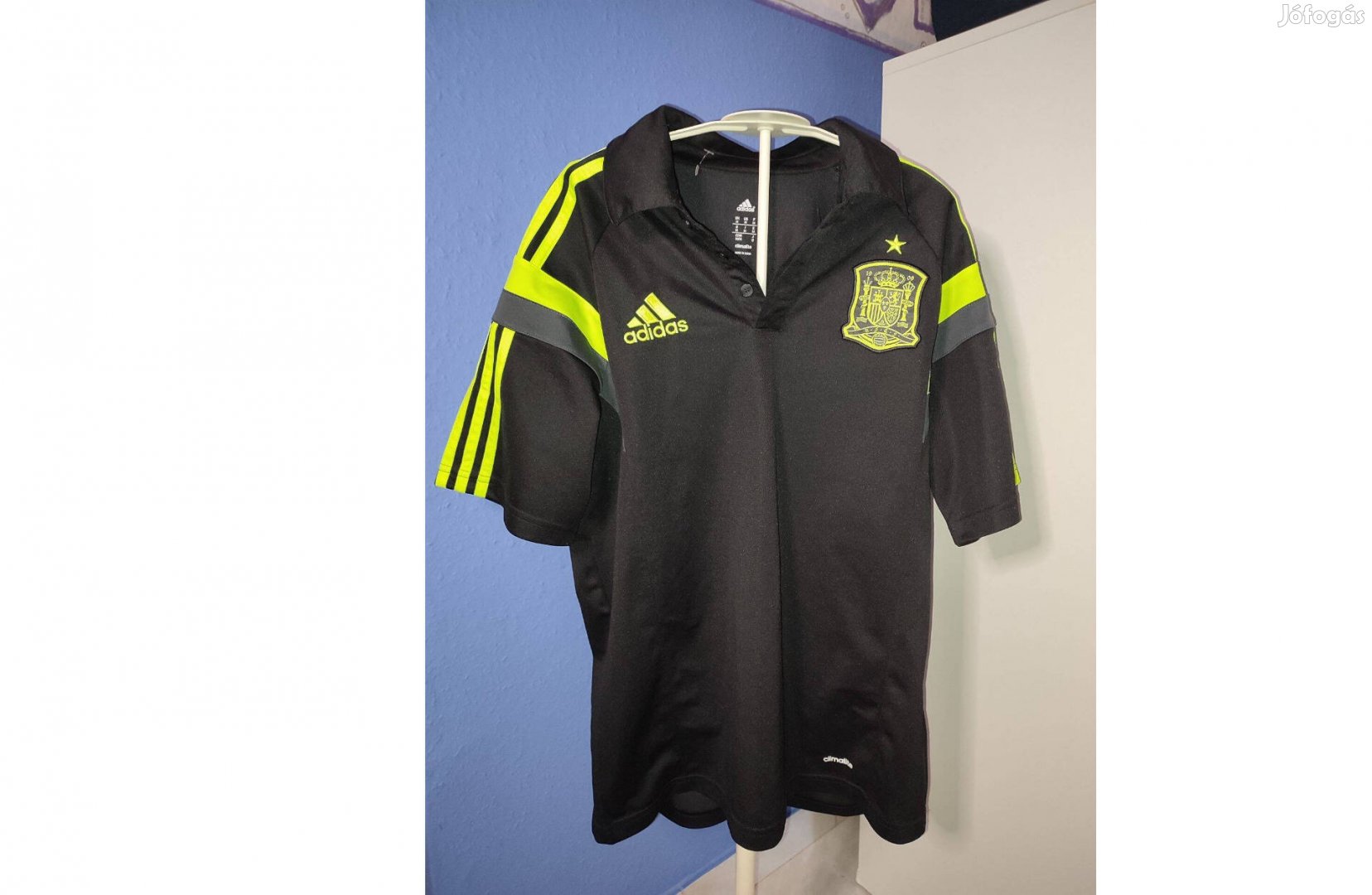 Spanyol válogatott fekete zöld eredeti adidas galléros póló (M)