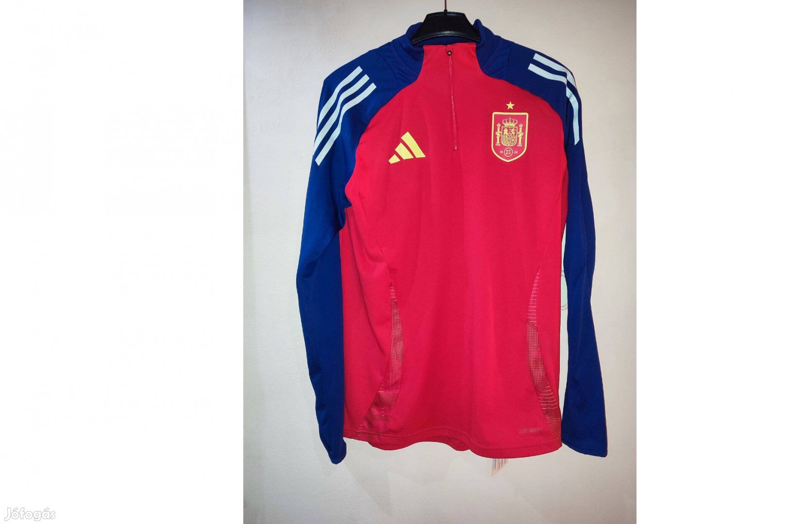 Spanyol válogatott piros kék eredeti adidas cipzáras nyakú felső