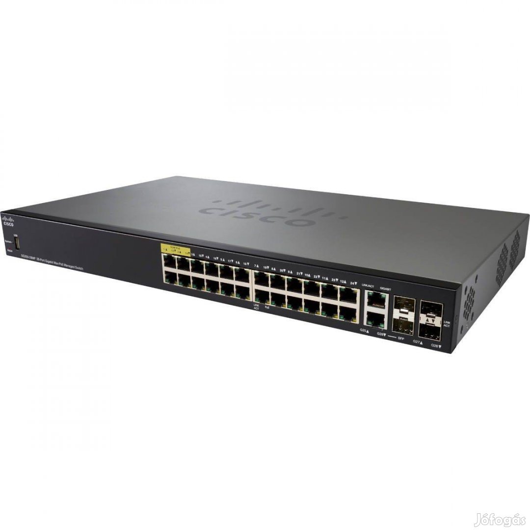 Spéci ajánlat! Cisco SG350-28MP-K9 Gigabit POE+ switch számlával, gara