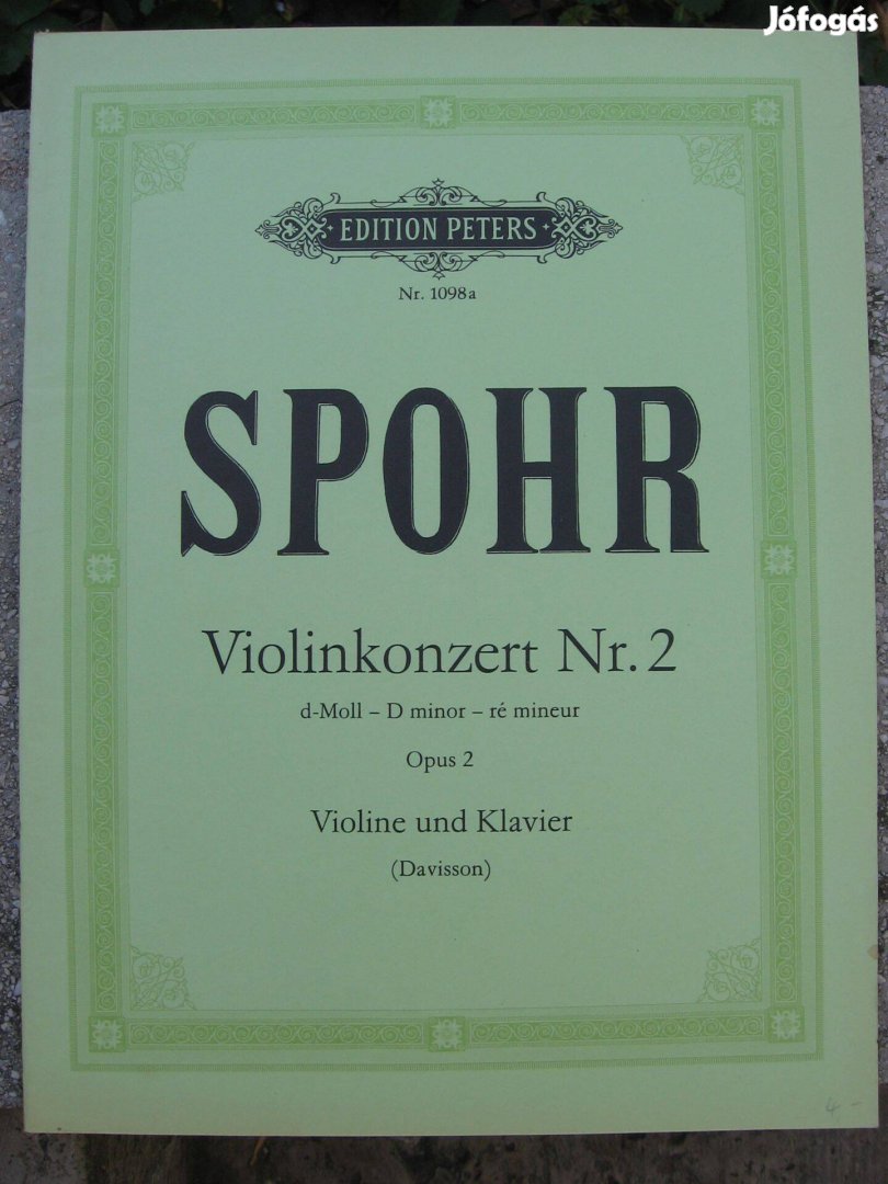 Spohr: d-moll hegedűverseny Op.2., Nr.2. hegedű kotta