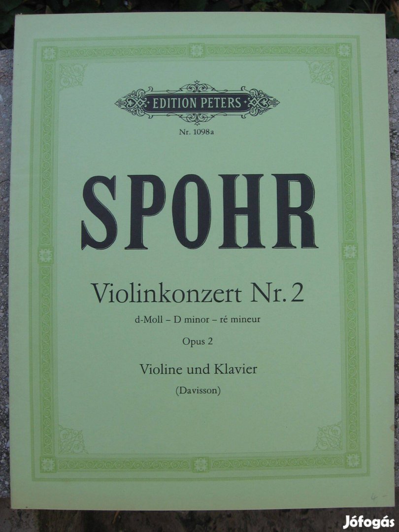 Spohr: d-moll hegedűverseny Op.2., Nr.2. hegedű kotta