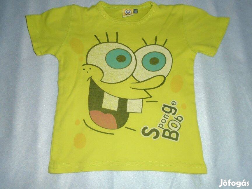 Spongya Bob mintás póló 4-5 évesre (méret 104 / 110) sárgászöld