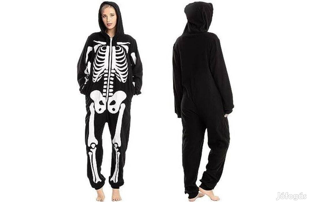 Spooktacular csontváz overál plüss unisex felnőtt jelmez / pizsama, S