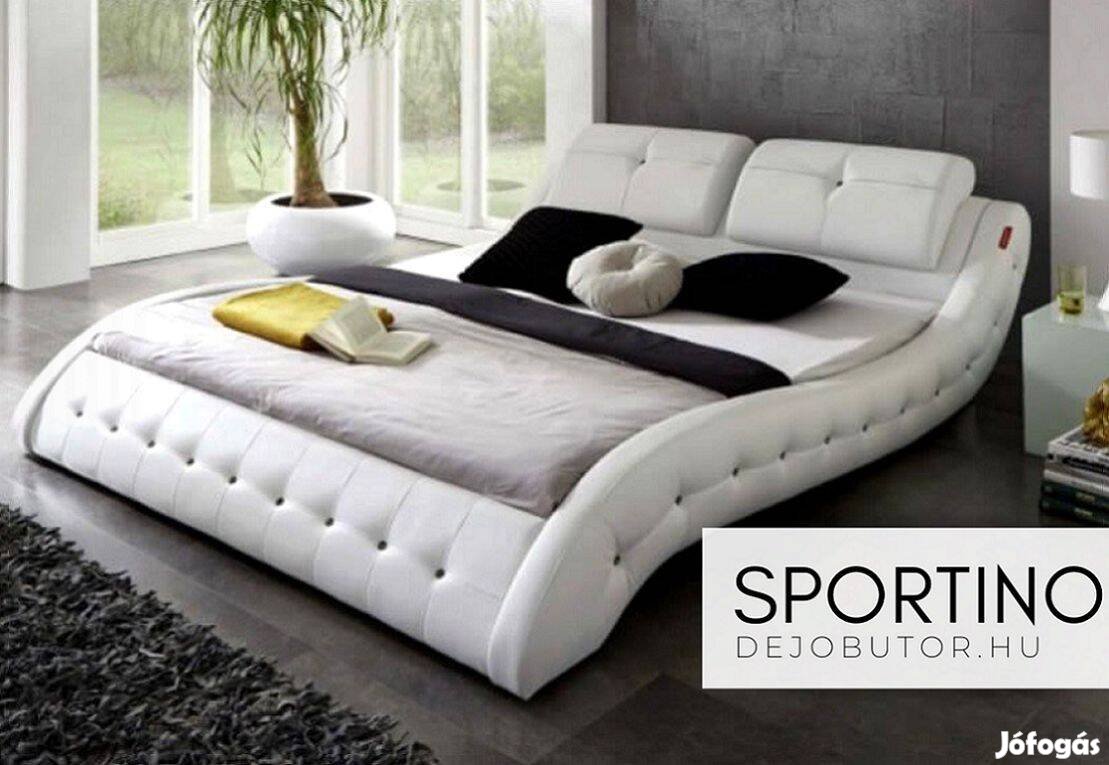 Sportino luxus Íves franciaágy betét + ágyneműtartós fehér 140x200 cm