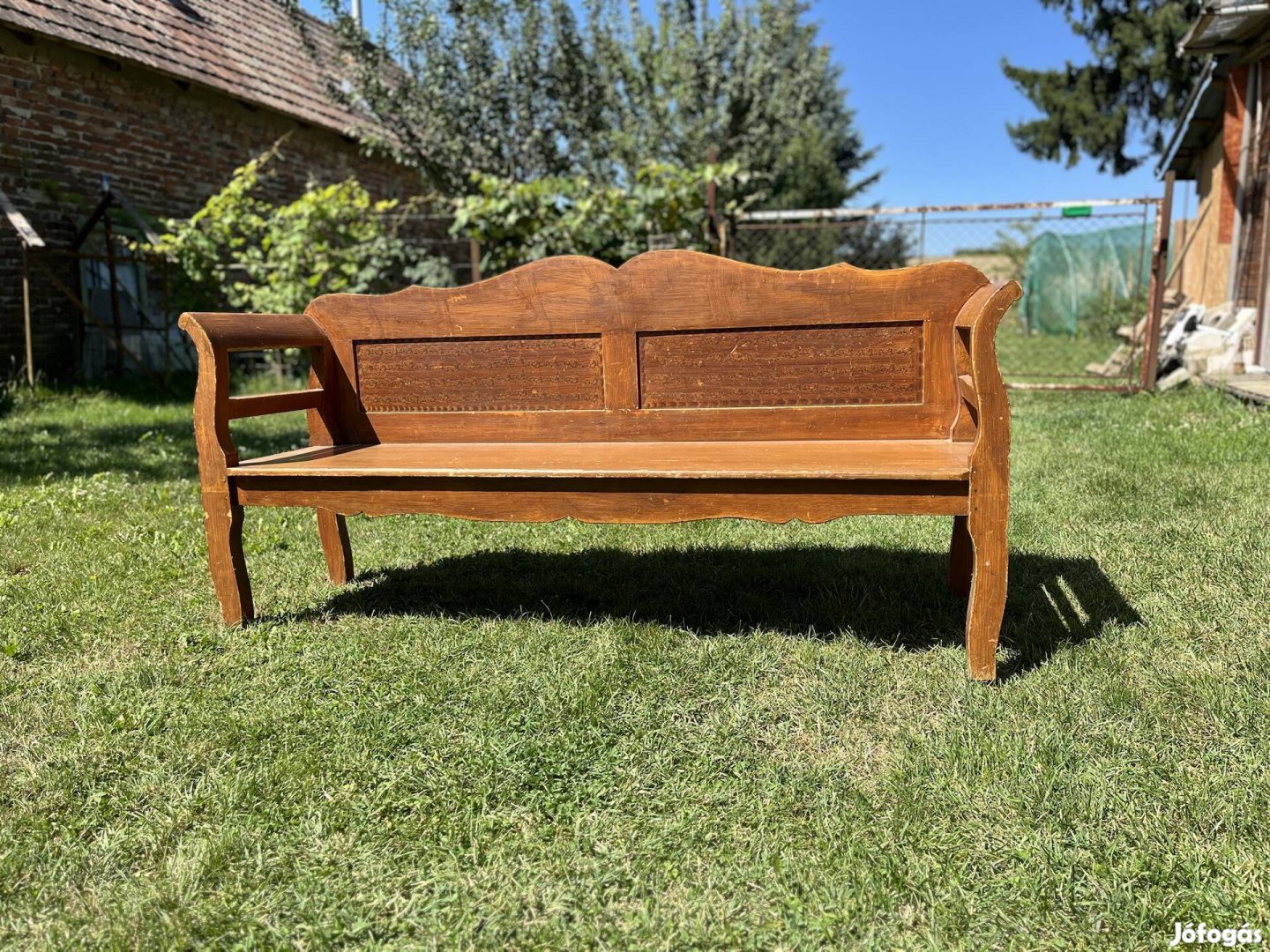 Stabil, szép, Antik paraszt barokk pad 