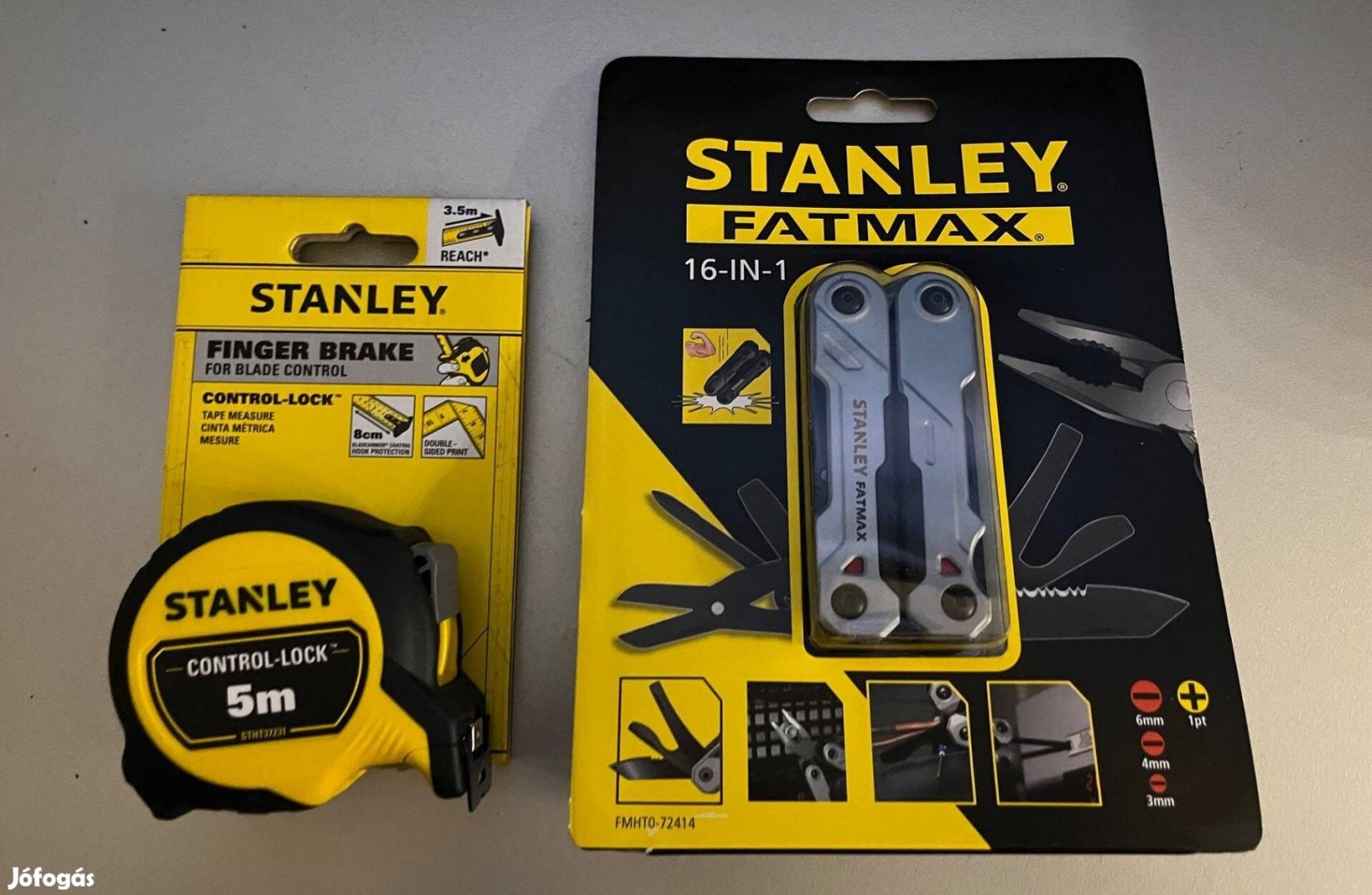 Stanley 5mx25mm merő szalag +Multitool szerszám