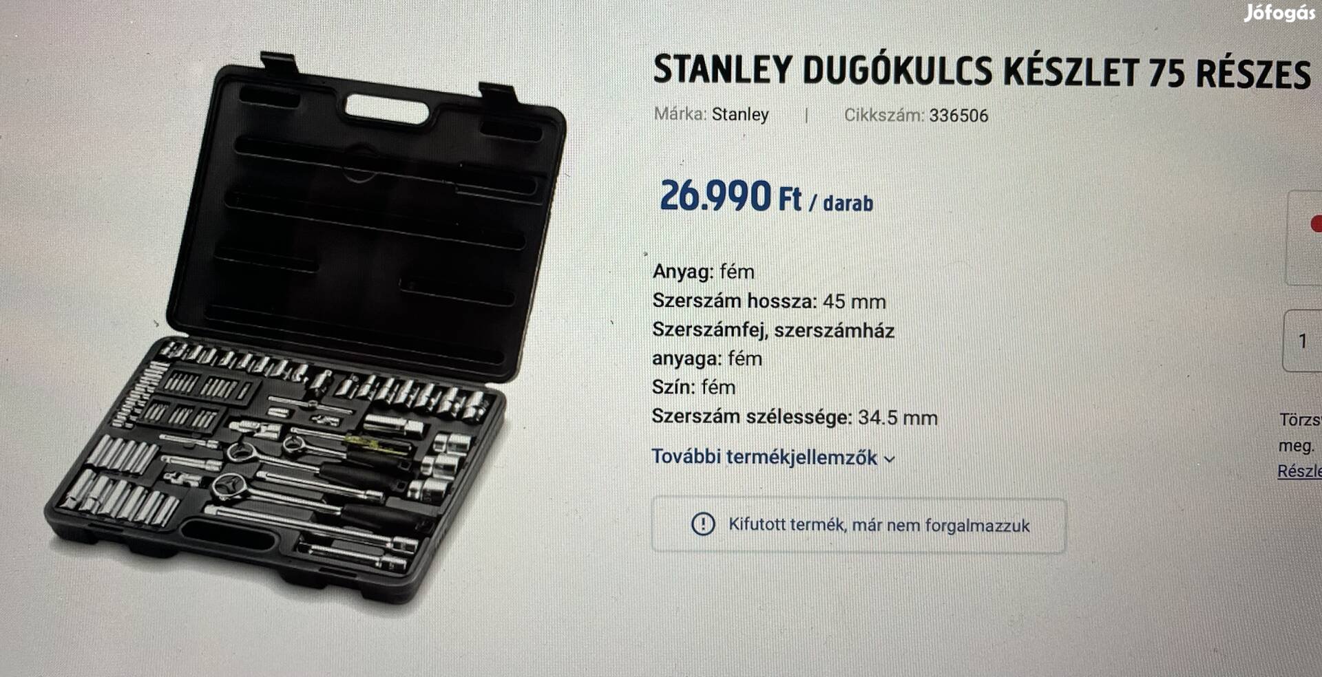 Stanley Dugókulcs Készlet 75 részes