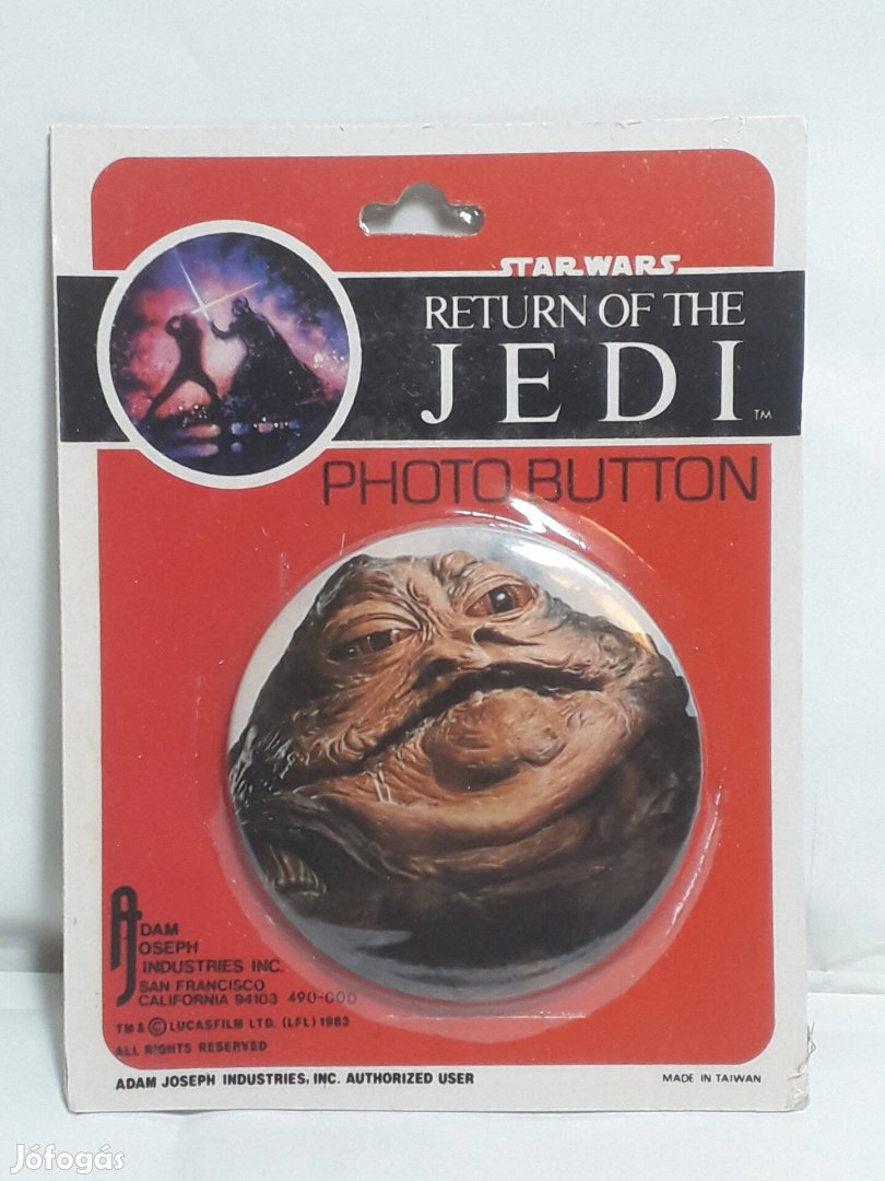 Star Wars Vintage ROTJ Photo Button Jabba the Hutt 1983 Sealed