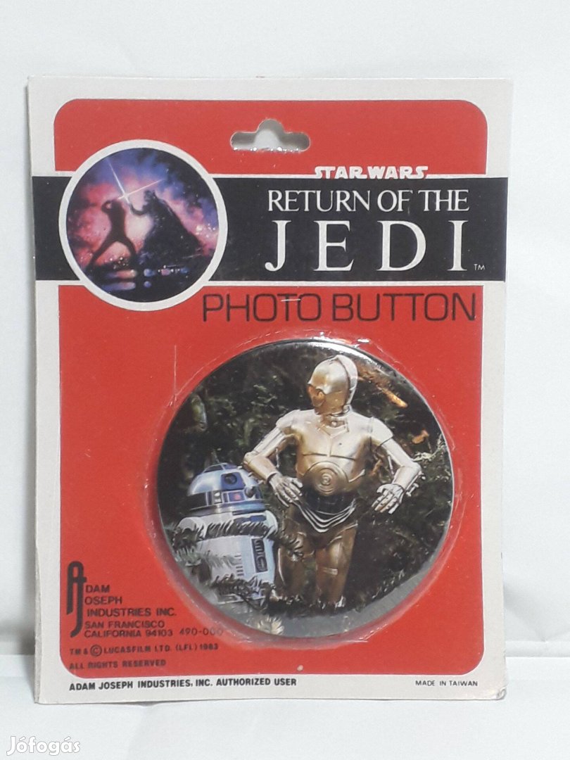 Star Wars Vintage ROTJ Photo Button R2-D2 & C-3PO 1983 Sealed