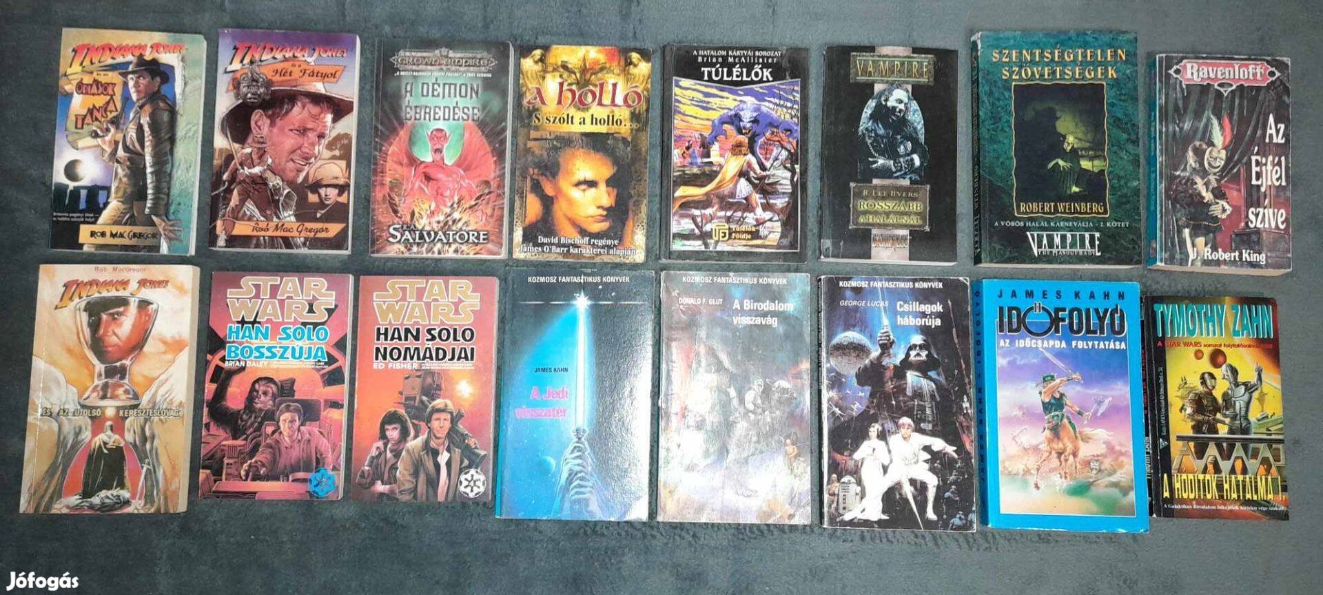 Star Wars, Alien, Terminator, Predator, Indiana Jones stb könyvek